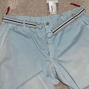 Vintage Prada Sport Belted Chinos Trousers Light Blue Aqua